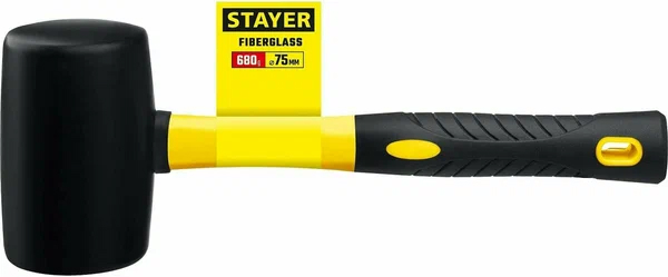 Киянка резиновая Stayer черная, фиберглассовая рукоятка 450г (2054-65)