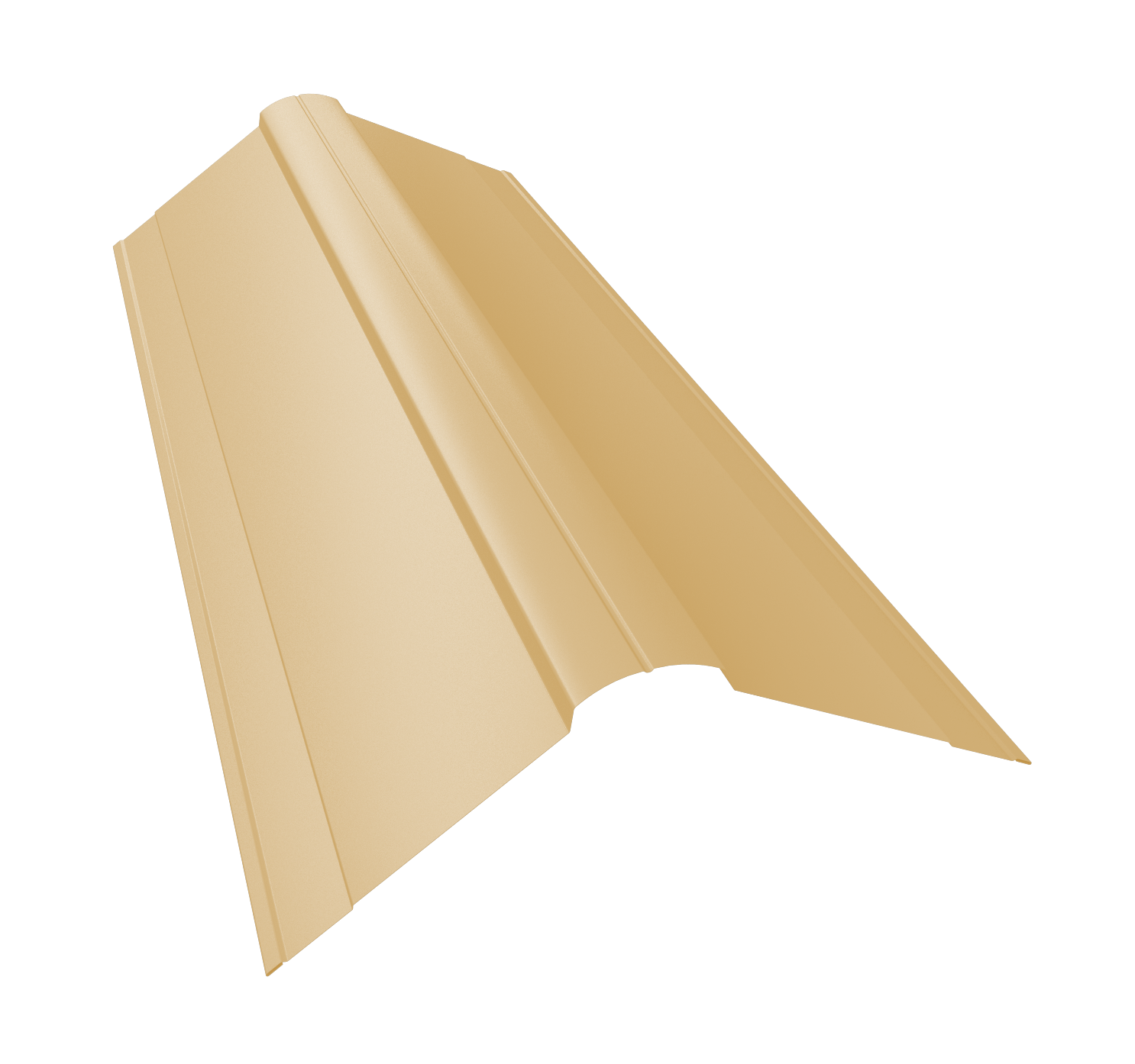 Планка конька фигурного 150x150 0,4 PE с пленкой RAL 1014 слоновая кость (2м)