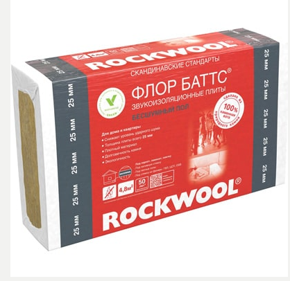 Утеплитель RockWool Флoр Баттс И 1000х600х50 (2,40м2; 0,12м3)