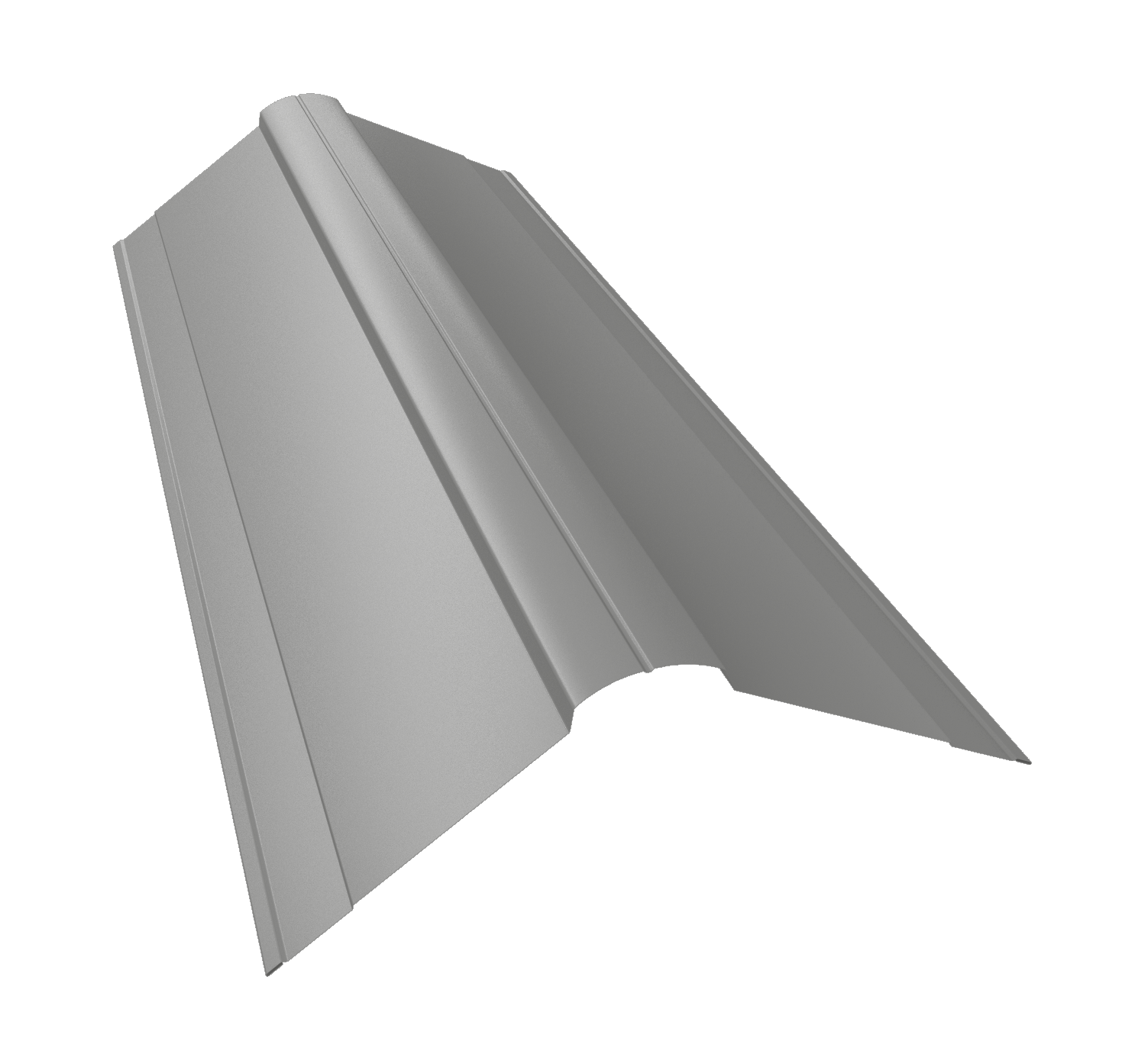 Планка конька фигурного 150x150 0,5 Satin с пленкой RAL 9006 бело-алюминиевый (3м)