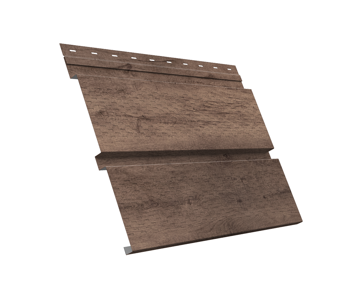 Софит металлический Квадро Брус с перфорацией 0,45 Print Premium с пленкой Almond Wood Fresh