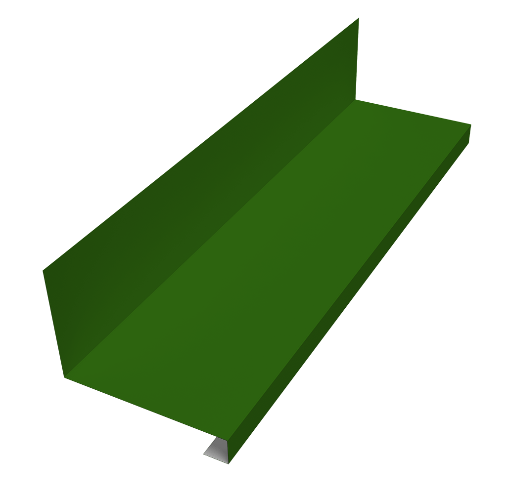 Планка примыкание нижнее к трубе для Кликфальц Pro 0,45 PE с пленкой RAL 6002 лиственно-зеленый (3м)
