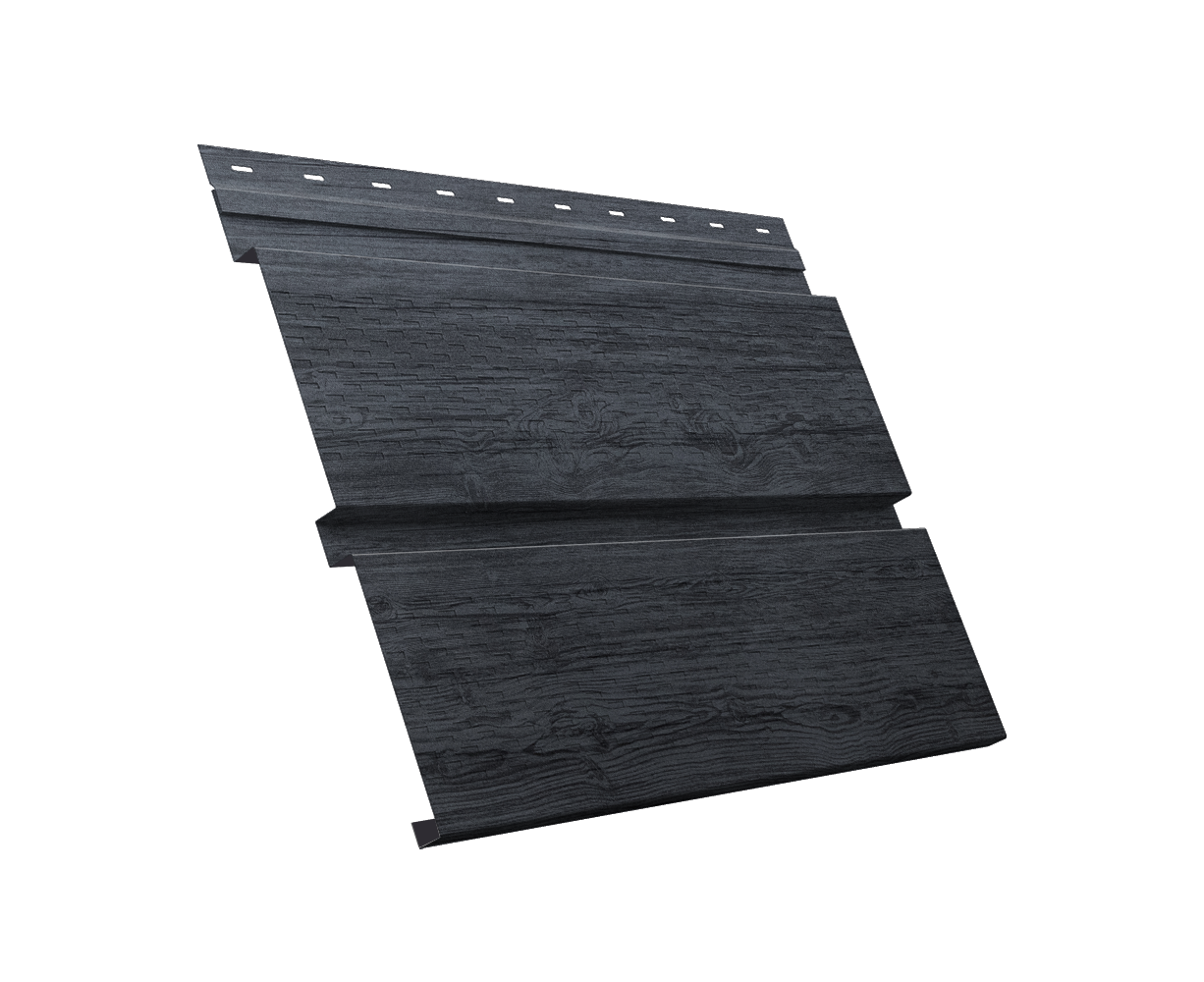 Софит металлический Квадро Брус с перфорацией 0,45 Print Premium с пленкой Grey Wood TwinColor