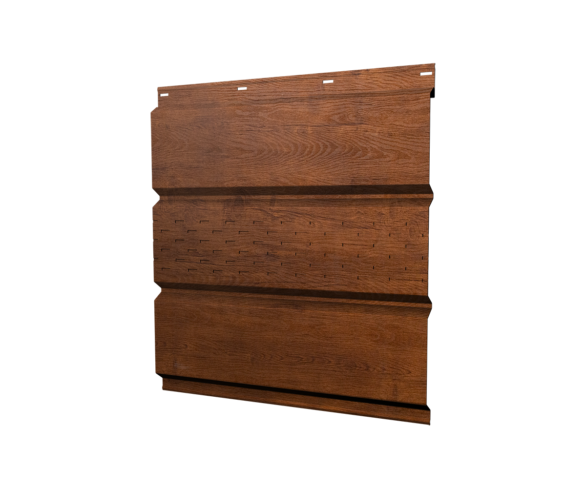 Софит металлический центральная перфорация 0,45 Print-Double Elite с пленкой Golden Wood