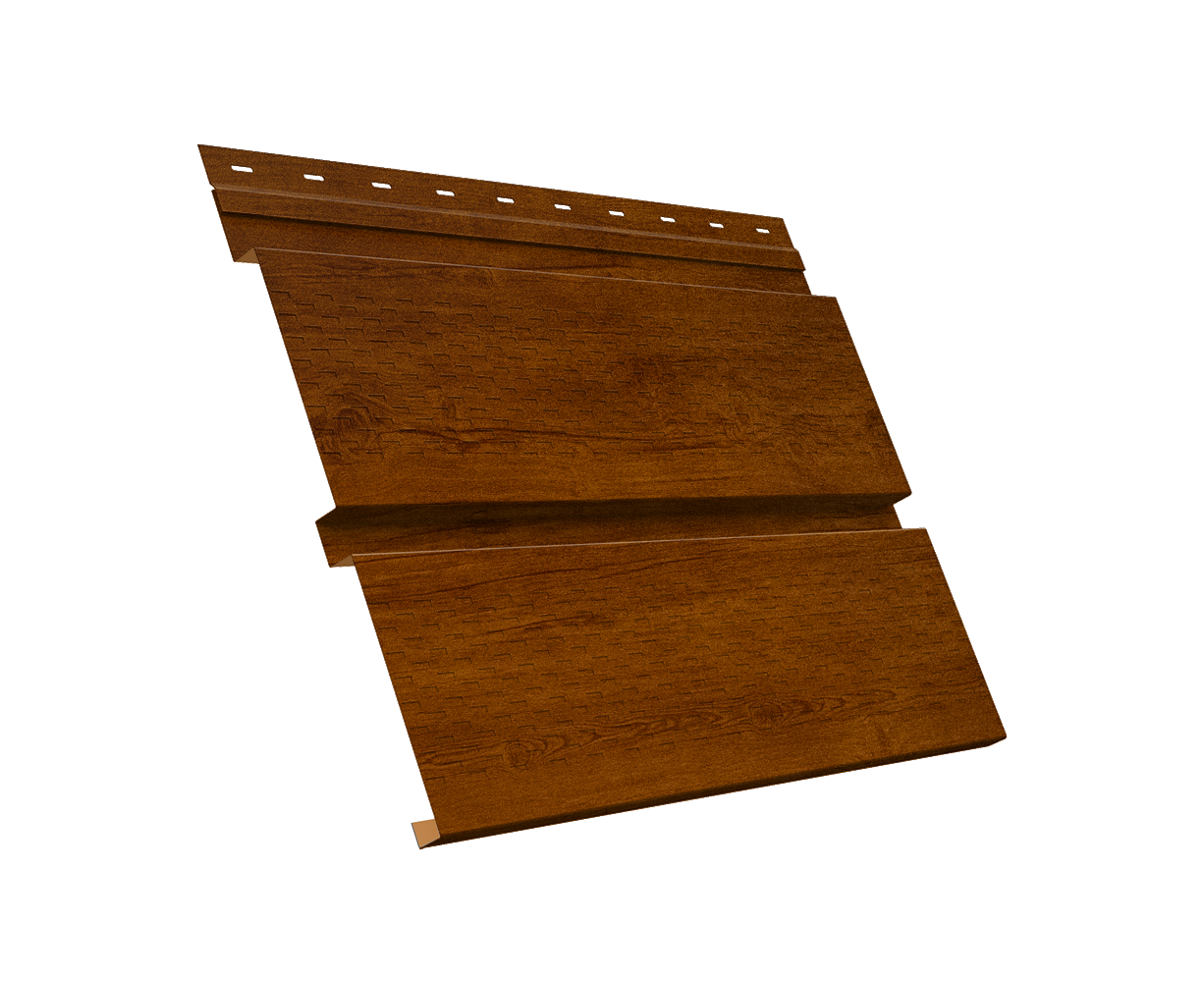 Софит металлический Квадро Брус с перфорацией 0,45 Print Premium с пленкой Golden Wood Intense FTC