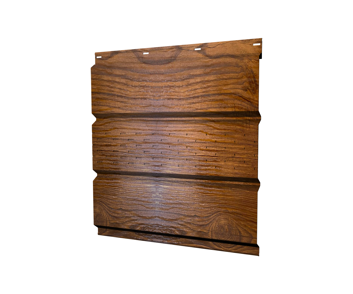 Софит металлический центральная перфорация 0,45 Print-Double Premium с пленкой Golden Wood Intense F