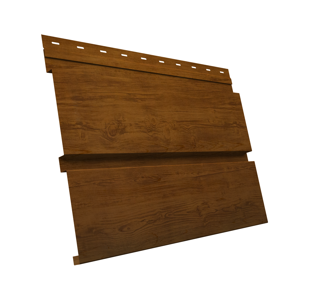 Софит металлический Квадро Брус без перфорации 0,45 Print-Double Elite с пленкой Golden Wood