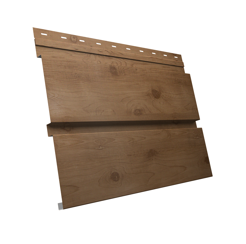 Софит металлический Квадро Брус без перфорации 0,45 Print Premium с пленкой Pine Wood Fresh