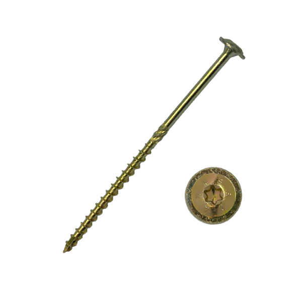 Саморез конструкционный тарельчатый Daxmer 6,0х80 (100шт) Torx желтый цинк