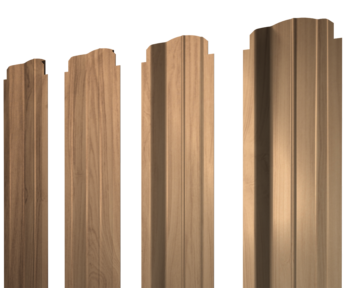 Штакетник П-образный B фигурный 0,45 Print Elite Honey Wood TwinColor