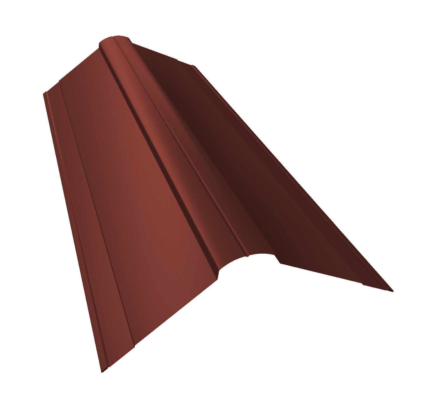 Планка конька фигурного 150x150 0,45 PE с пленкой RAL 3009 оксидно-красный (3м)