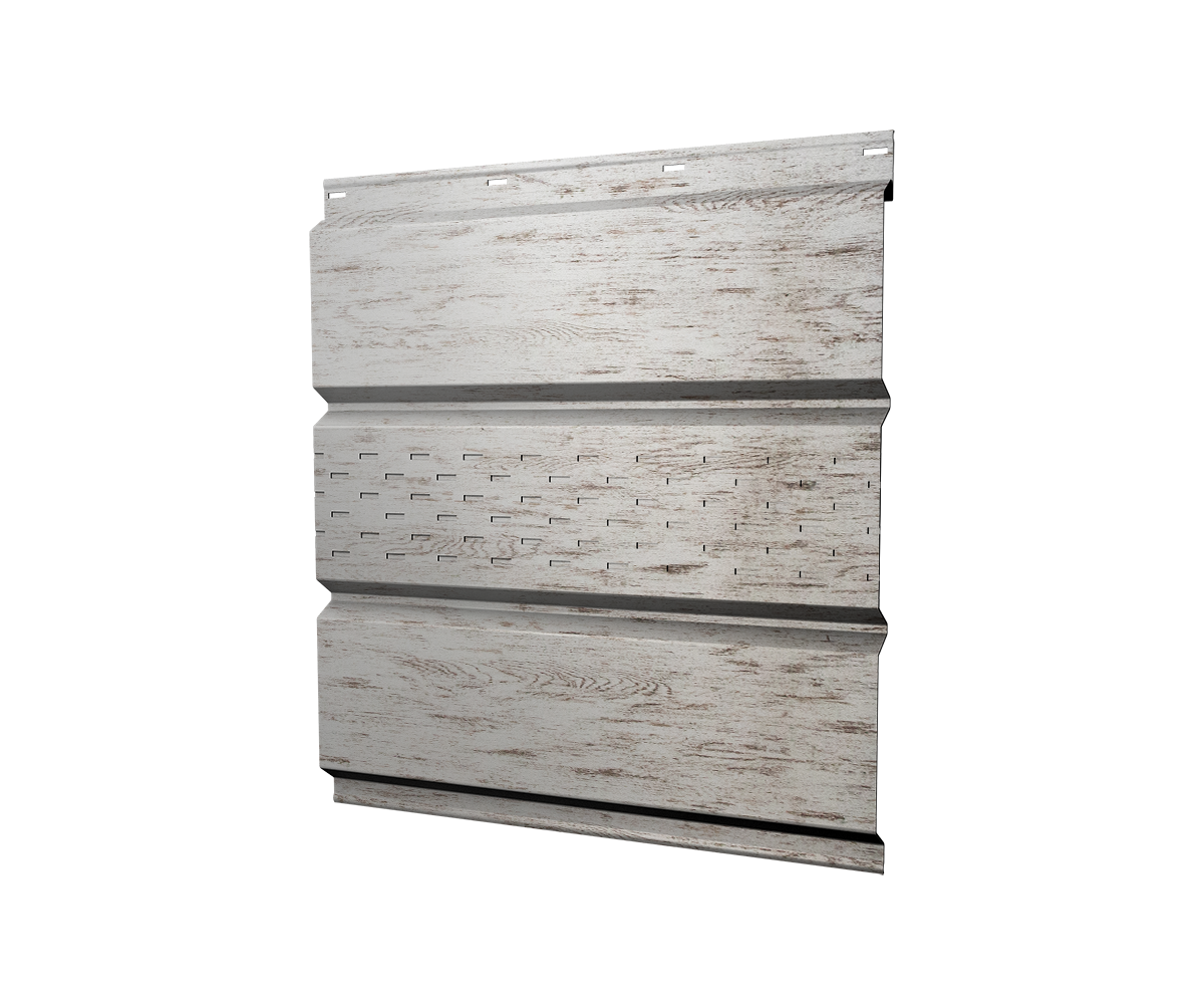 Софит металлический центральная перфорация 0,45 Print Elite с пленкой Snow Wood TwinColor