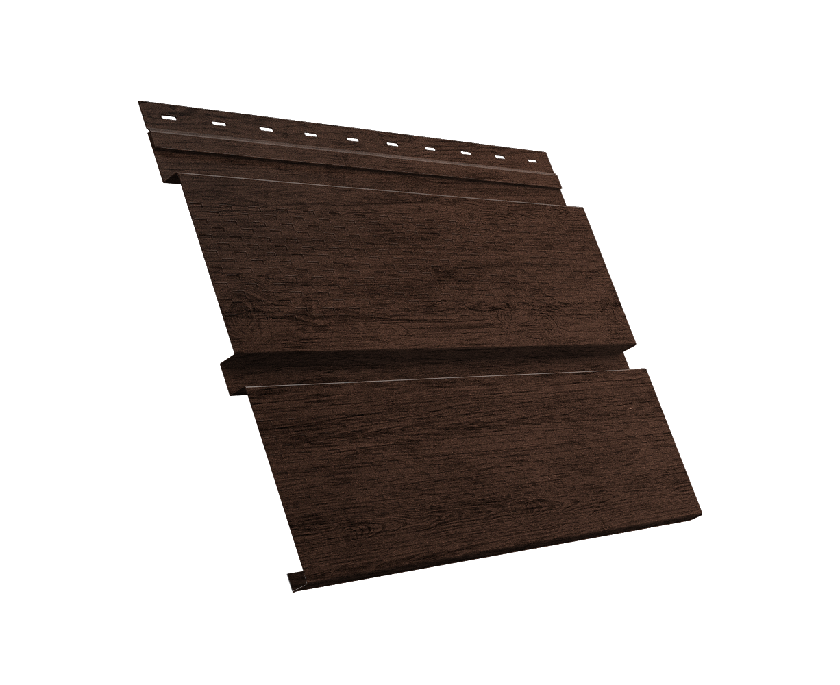 Софит металлический Квадро Брус с перфорацией 0,45 Print-Double Premium с пленкой Antique Wood