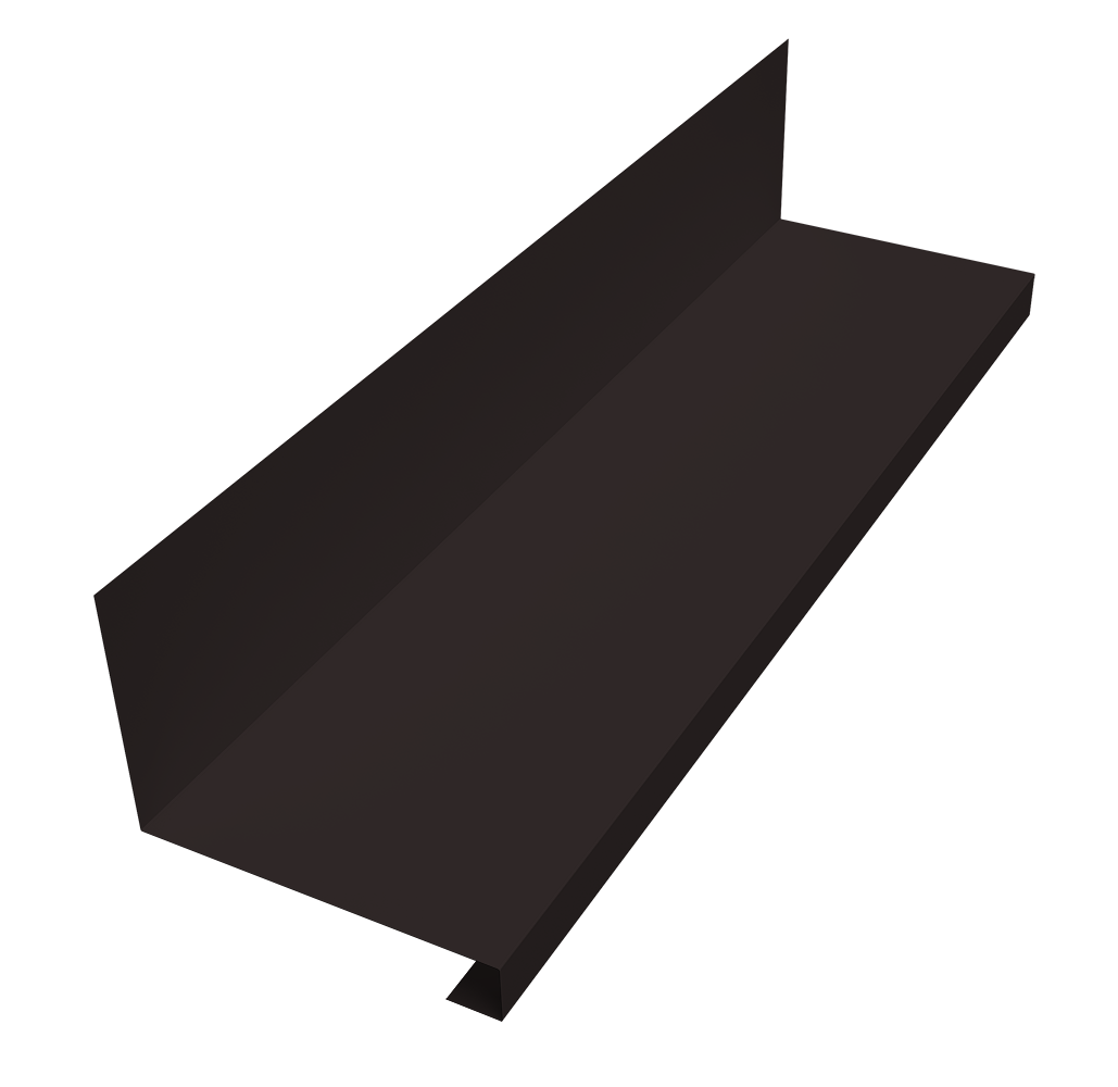 Планка примыкание нижнее к трубе фальц 0,45 PE-Double с пленкой RAL 9005 черный (2м)