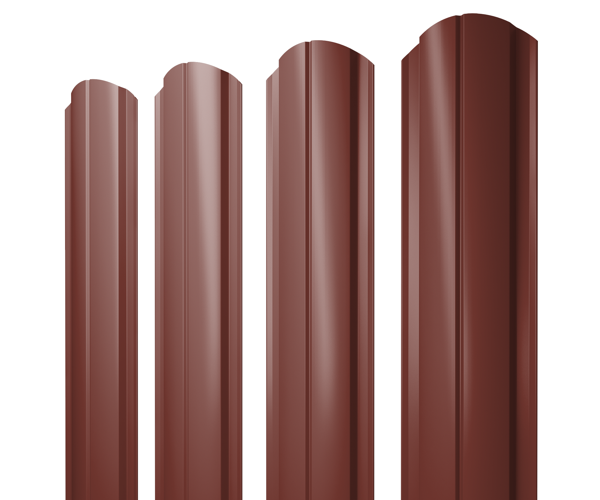 Штакетник Полукруглый Slim фигурный 0,45 PE RAL 3009 оксидно-красный