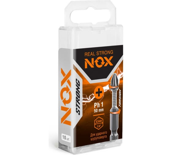 Бита торсионная Nox Strong Ph1х50мм E6,3 10 штук бокс (336150)