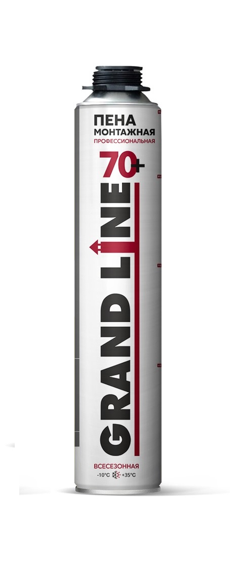 Пена монтажная профессиональная Grand Line 70+ всесезонная, 870мл, 950г