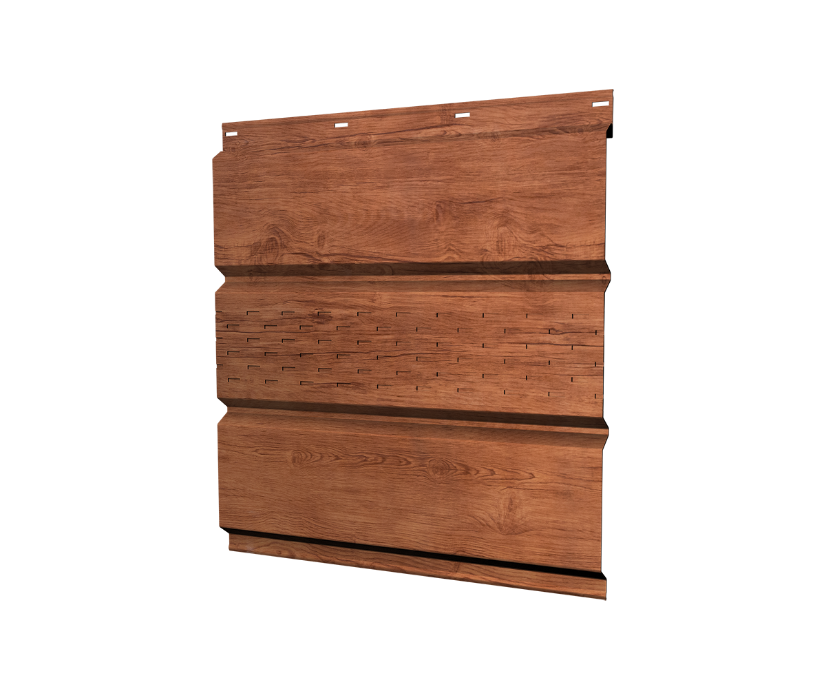 Софит металлический центральная перфорация 0,45 Print Premium с пленкой Row Wood Intense FTC