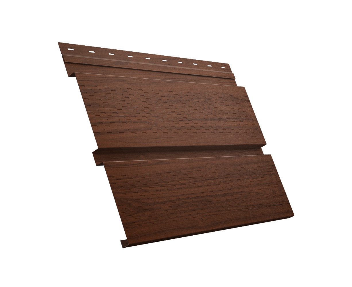 Софит металлический Квадро Брус с перфорацией 0,45 Print Elite с пленкой Choco Wood TwinColor
