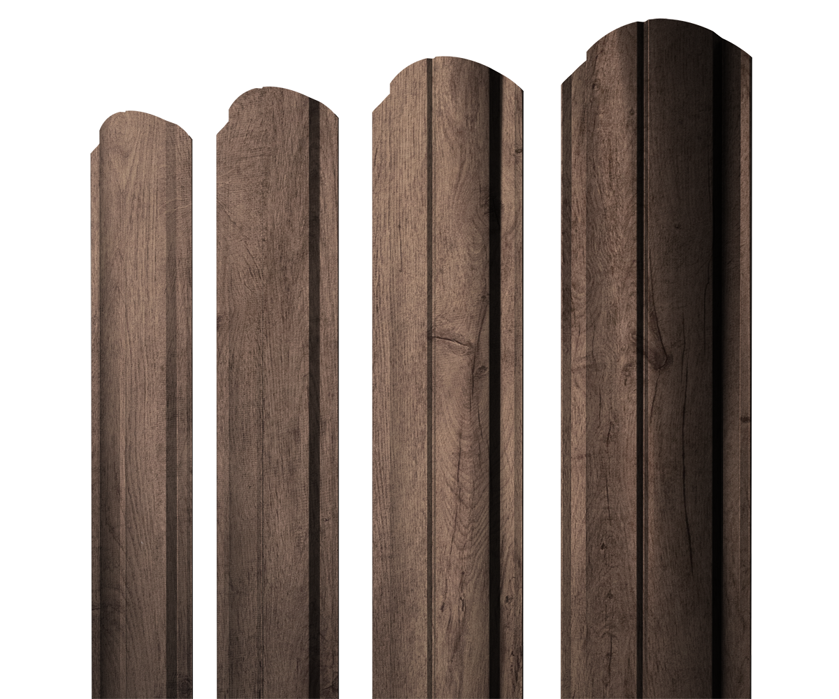Штакетник Полукруглый Slim фигурный 0,45 Print Premium Almond Wood Fresh