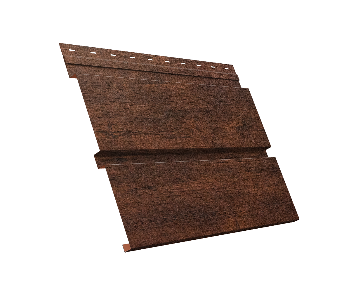 Софит металлический Квадро Брус с перфорацией 0,45 Print Premium с пленкой Cherry Wood Dark FTC