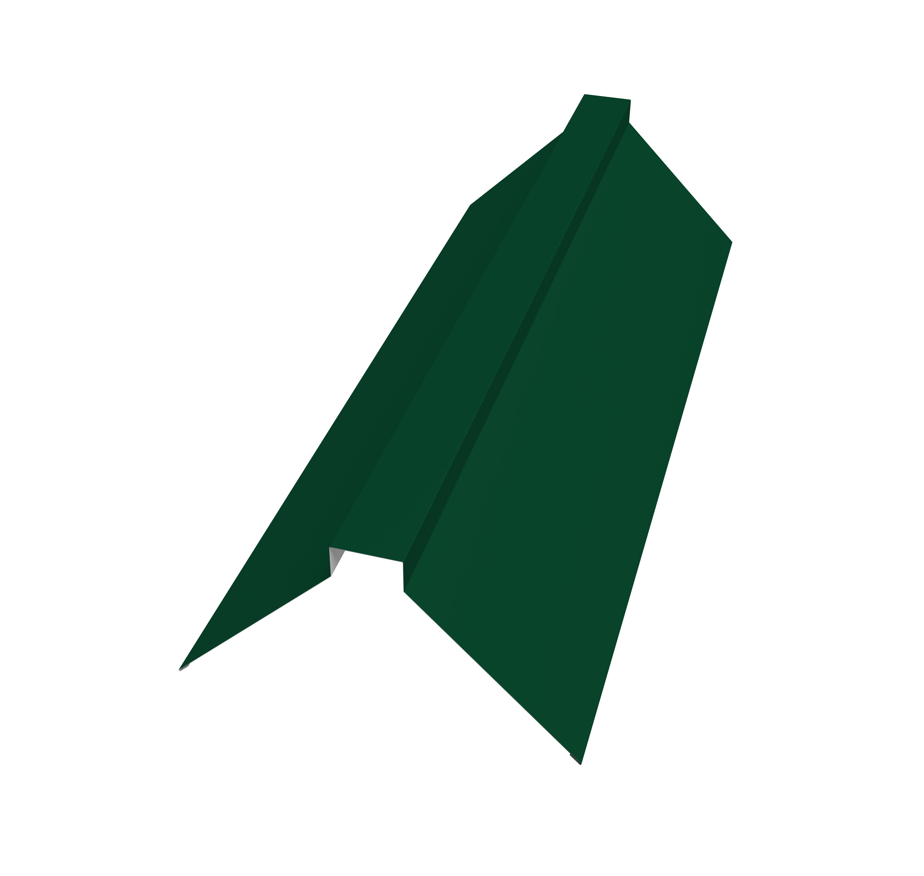 Планка конька плоского 175х50х175 0,5 Satin с пленкой RAL 6005 зеленый мох (3м)