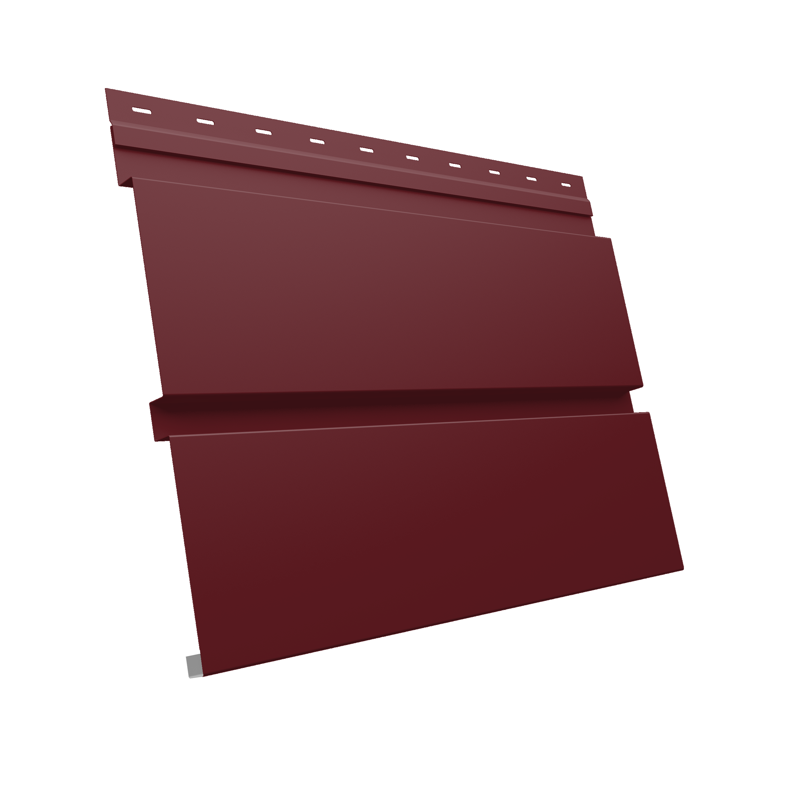 Софит металлический Квадро Брус без перфорации 0,5 Satin Matt с пленкой RAL 3005 красное вино