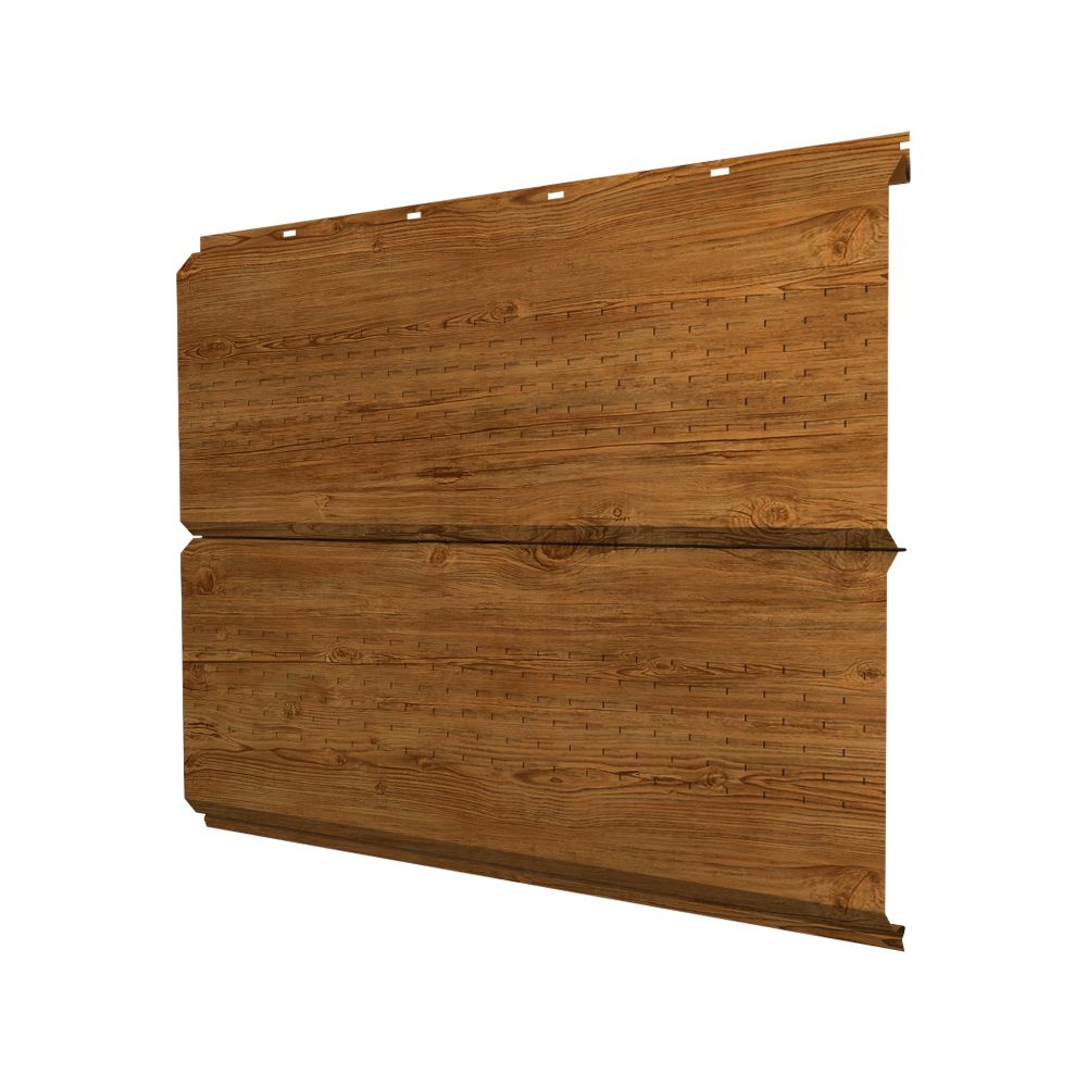 Софит ЭкоБрус new c перфорацией 0,45 Print Elite с пленкой Golden Wood TwinColor