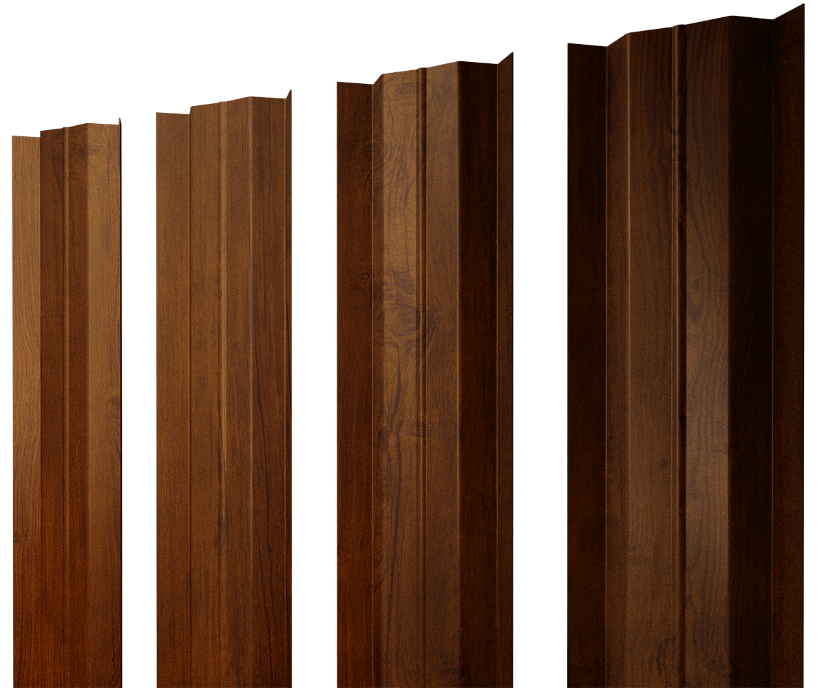 Штакетник М-образный В с прямым резом 0,45 Print-Double Premium Golden Wood Intense F