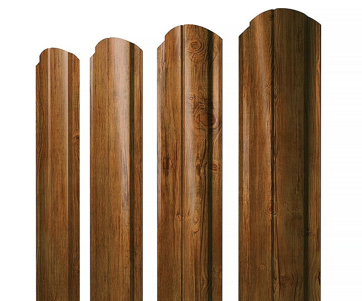 Штакетник Полукруглый Slim фигурный 0,45 Print-Double Elite Golden Wood