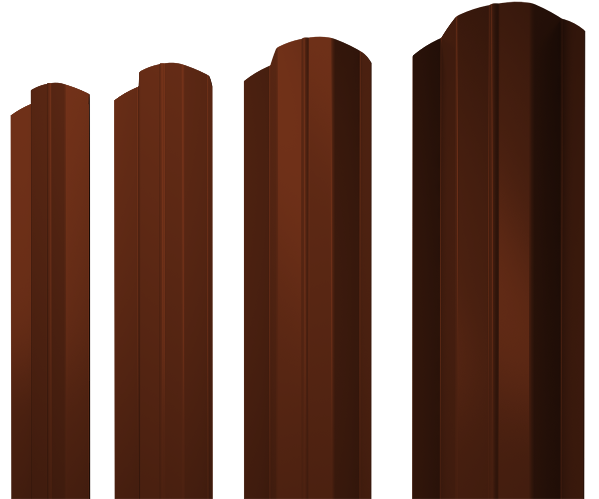 Штакетник М-образный В фигурный 0,45 PE RAL 3009 оксидно-красный