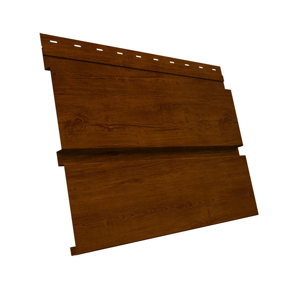 Софит металлический Квадро Брус без перфорации 0,45 Print-Double Premium с пленкой Golden Wood Intense F