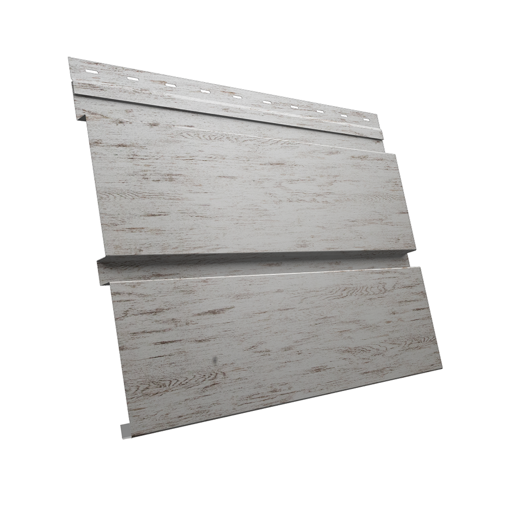 Софит металлический Квадро Брус без перфорации 0,45 Print Elite с пленкой Snow Wood TwinColor