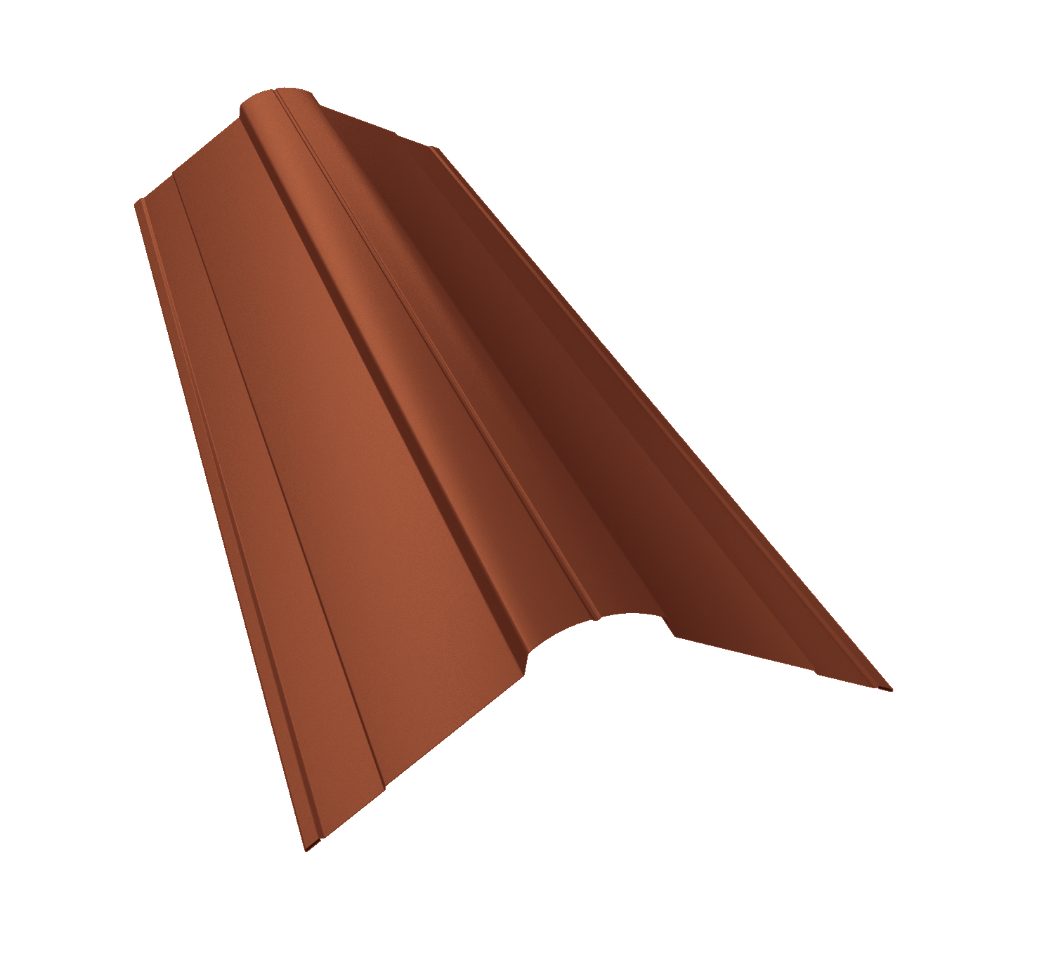 Планка конька фигурного 100x100 0,5 PurLite Matt RAL 8004 терракота (3м)
