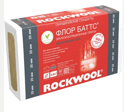 Утеплитель RockWool Флор Баттс 1000х600х100 (1,20м2; 0,12м3)