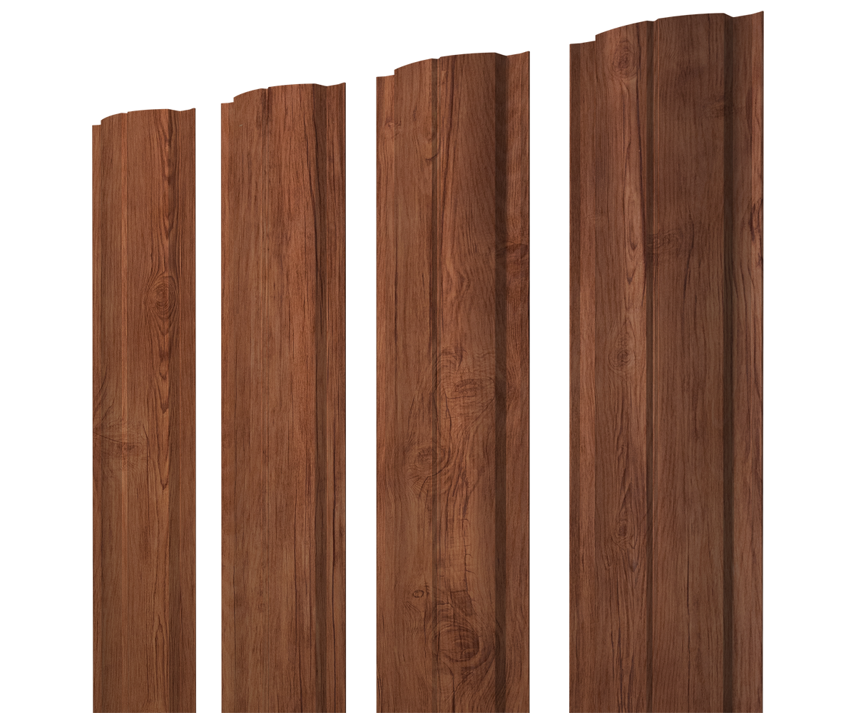 Штакетник Полукруглый Slim с прямым резом 0,45 Print Premium Rowan Wood Intense FTC