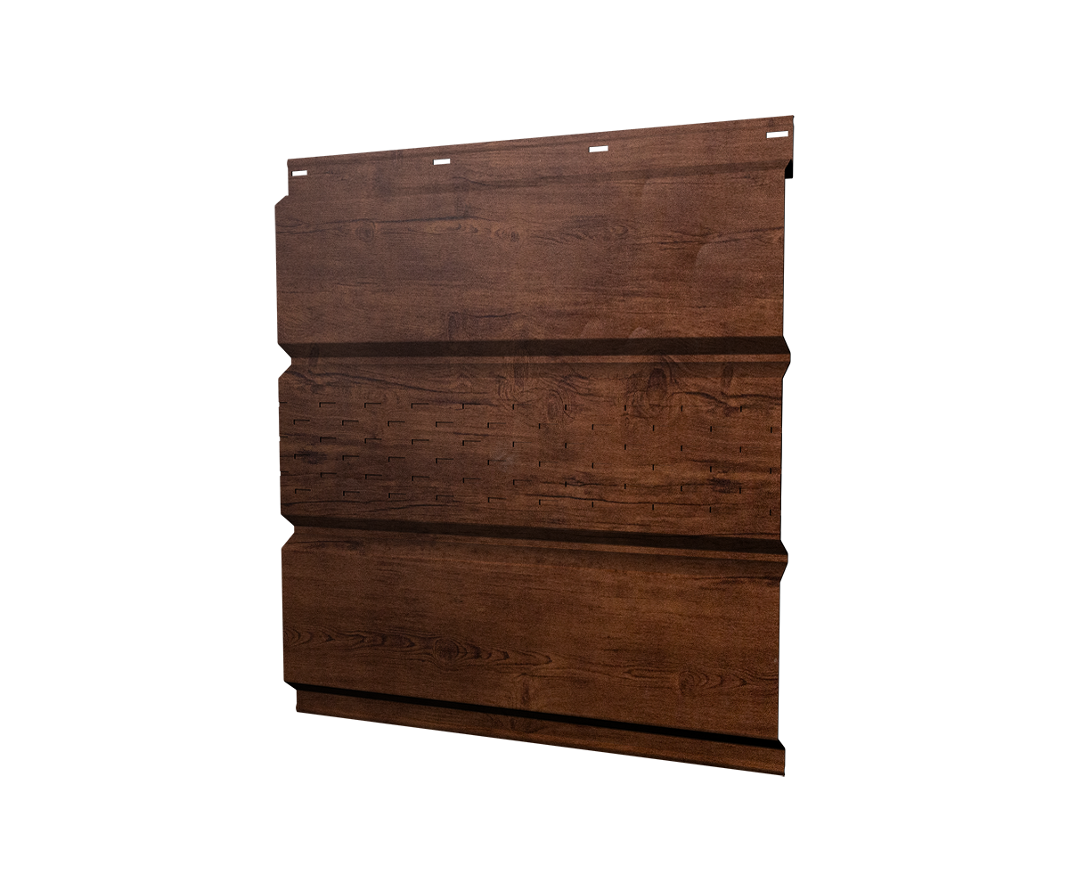 Софит металлический центральная перфорация 0,45 Print Elite с пленкой Cherry Wood TwinColor