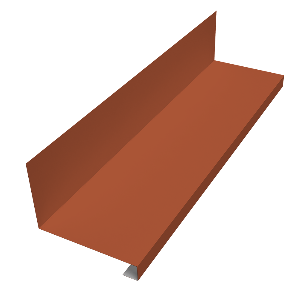 Планка примыкание нижнее к трубе фальц Grand Line 0,5 Satin Matt RAL 8004 терракота (3м)