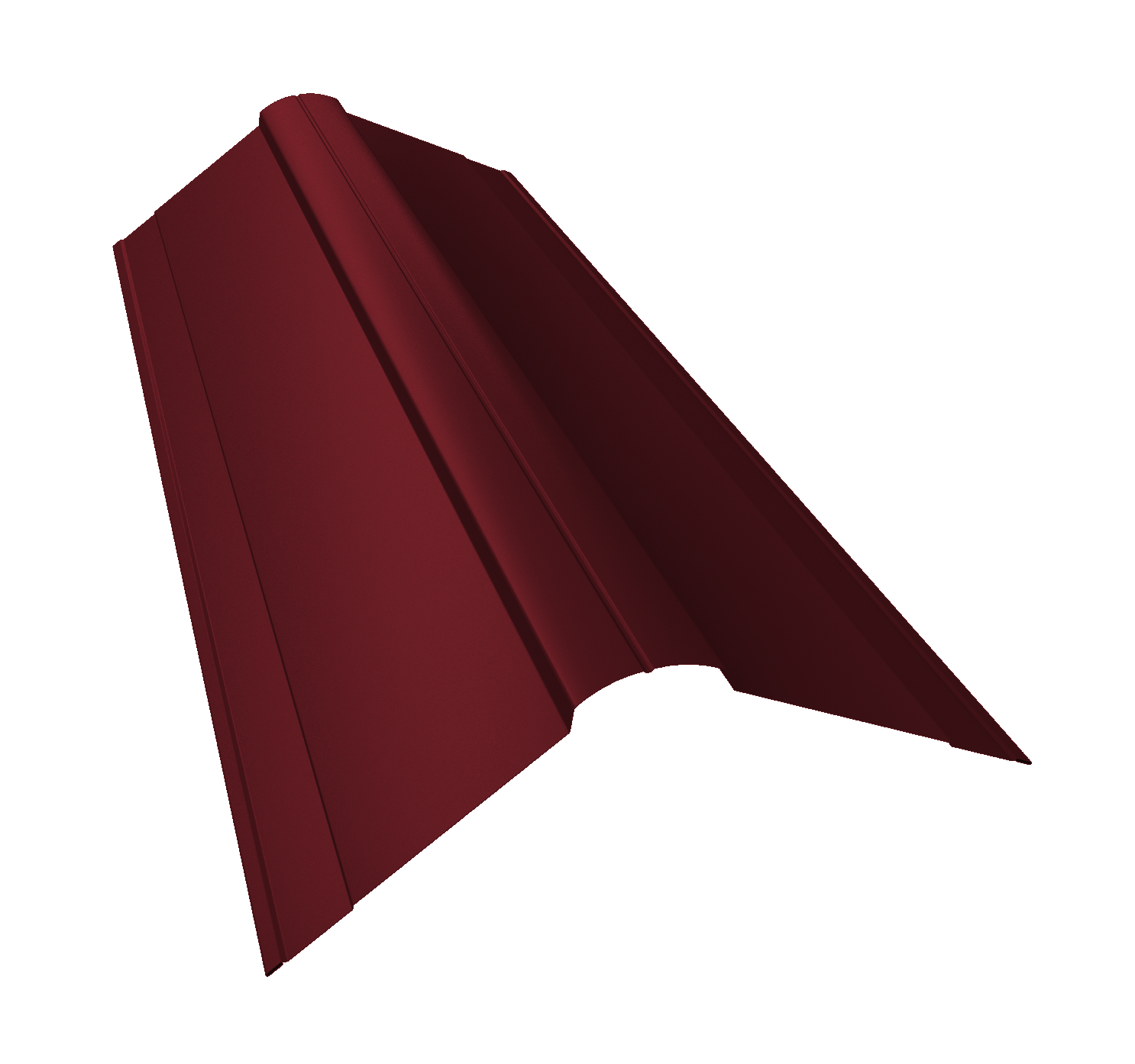 Планка конька фигурного 150x150 0,45 PE lite с пленкой RAL 3005 красное вино (2м)