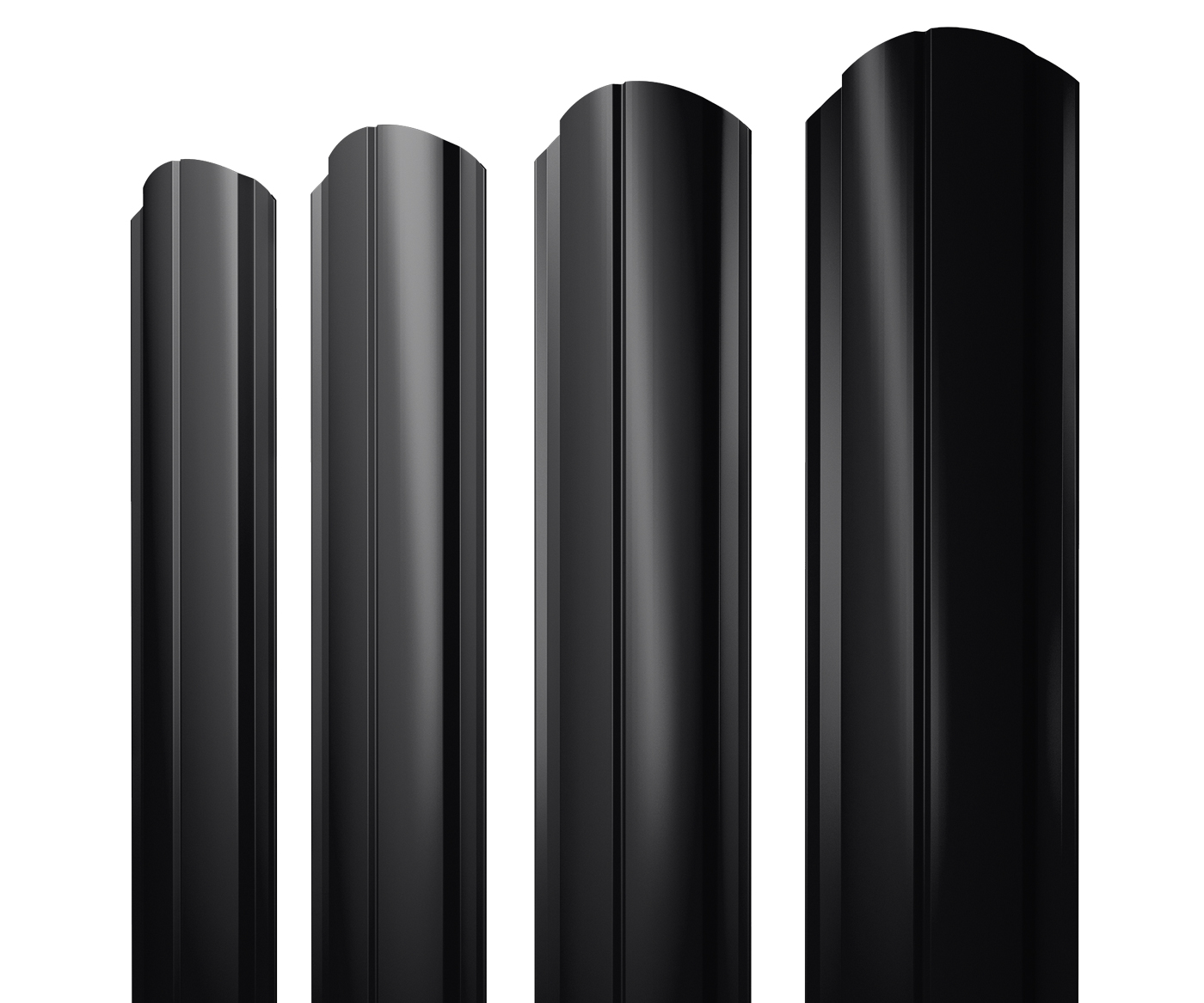 Штакетник Полукруглый Slim фигурный 0,5 Satin Matt RAL 9005 черный