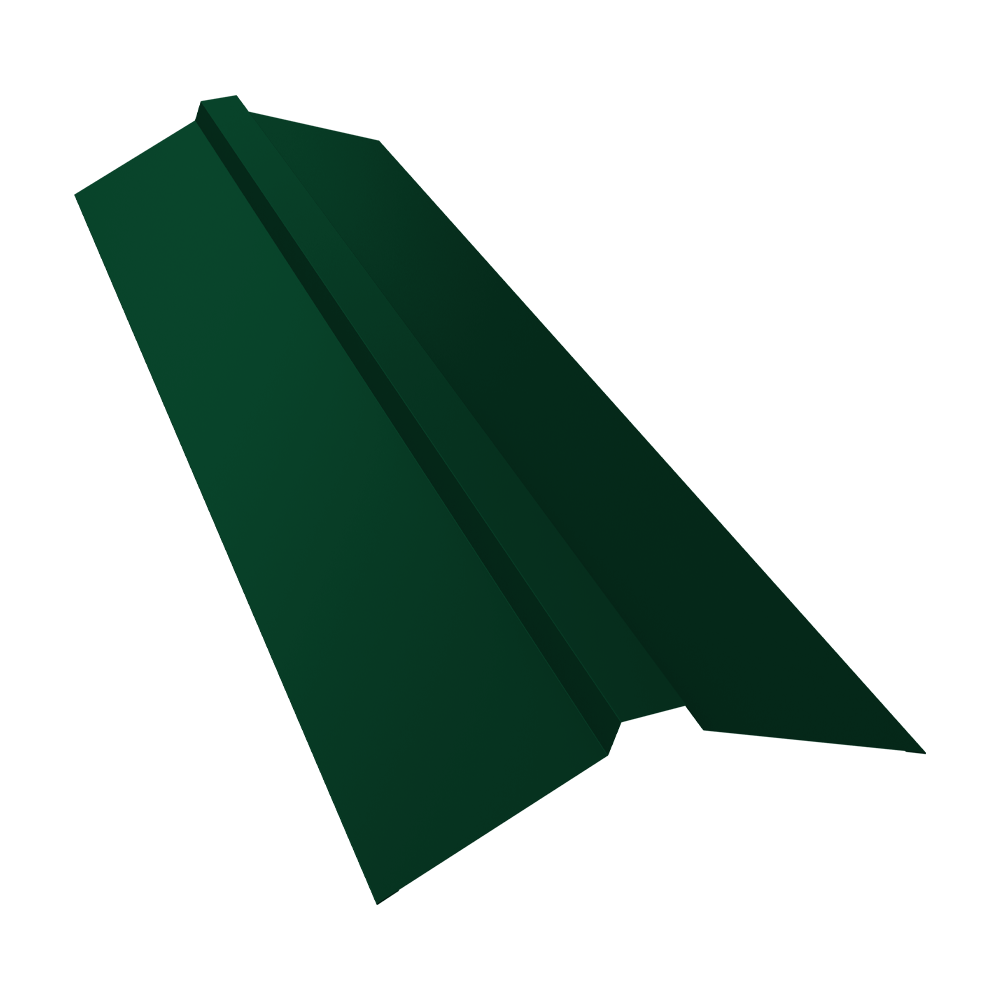 Планка конька прямоугольного 115х30х115 0,45 PE с пленкой RAL 6005 зеленый мох (3м)