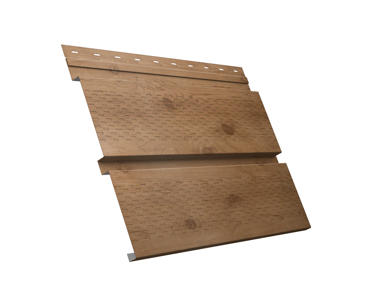 Софит металлический Квадро Брус с перфорацией 0,45 Print Premium с пленкой Pine Wood Fresh
