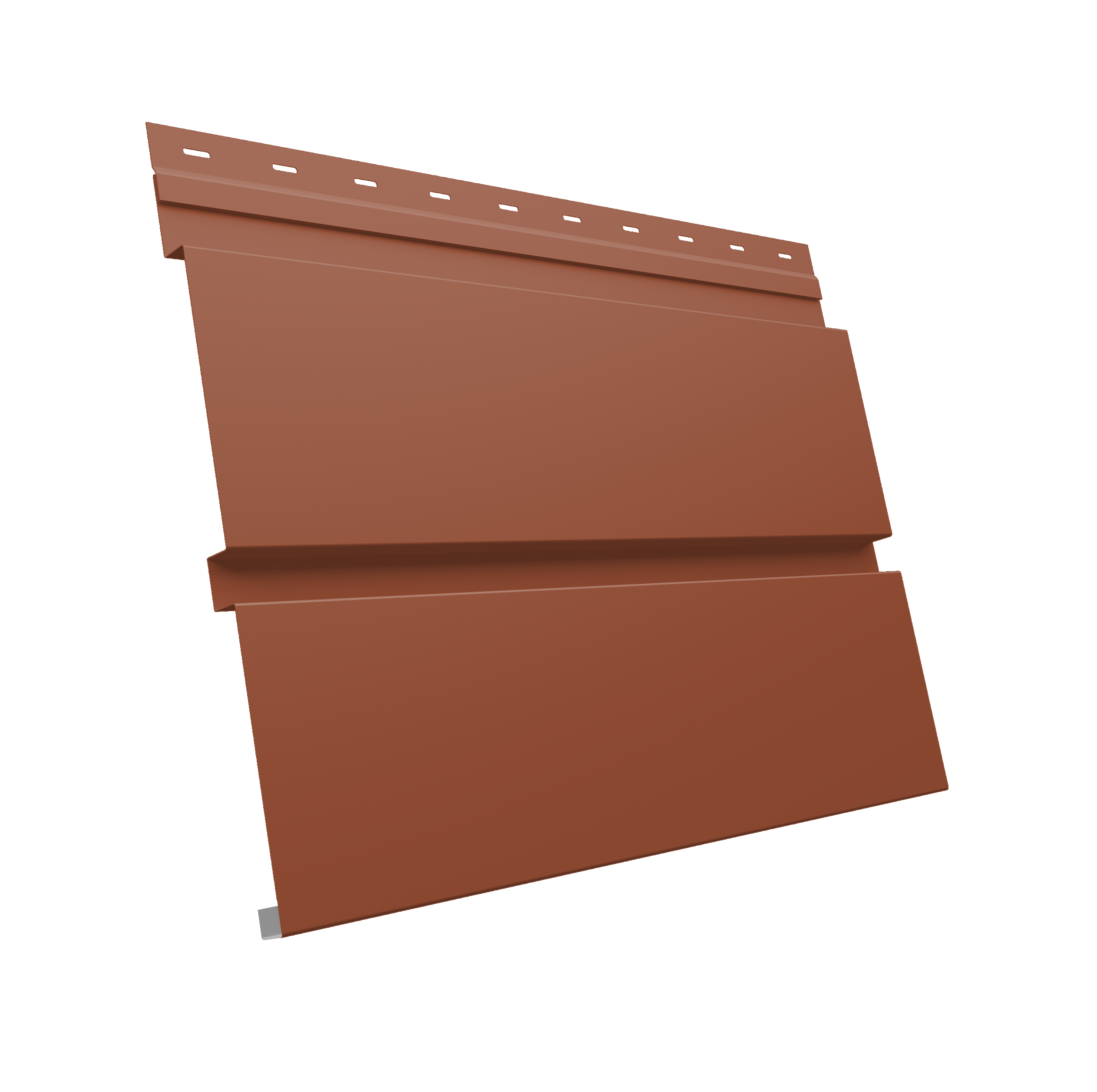 Софит металлический Квадро Брус без перфорации 0,5 Satin Matt с пленкой RAL 8004 терракота