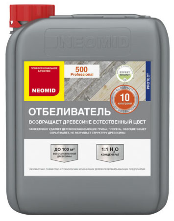 Отбеливатель NEOMID 500 для древесины, 5 кг, 1:1 (канистра)