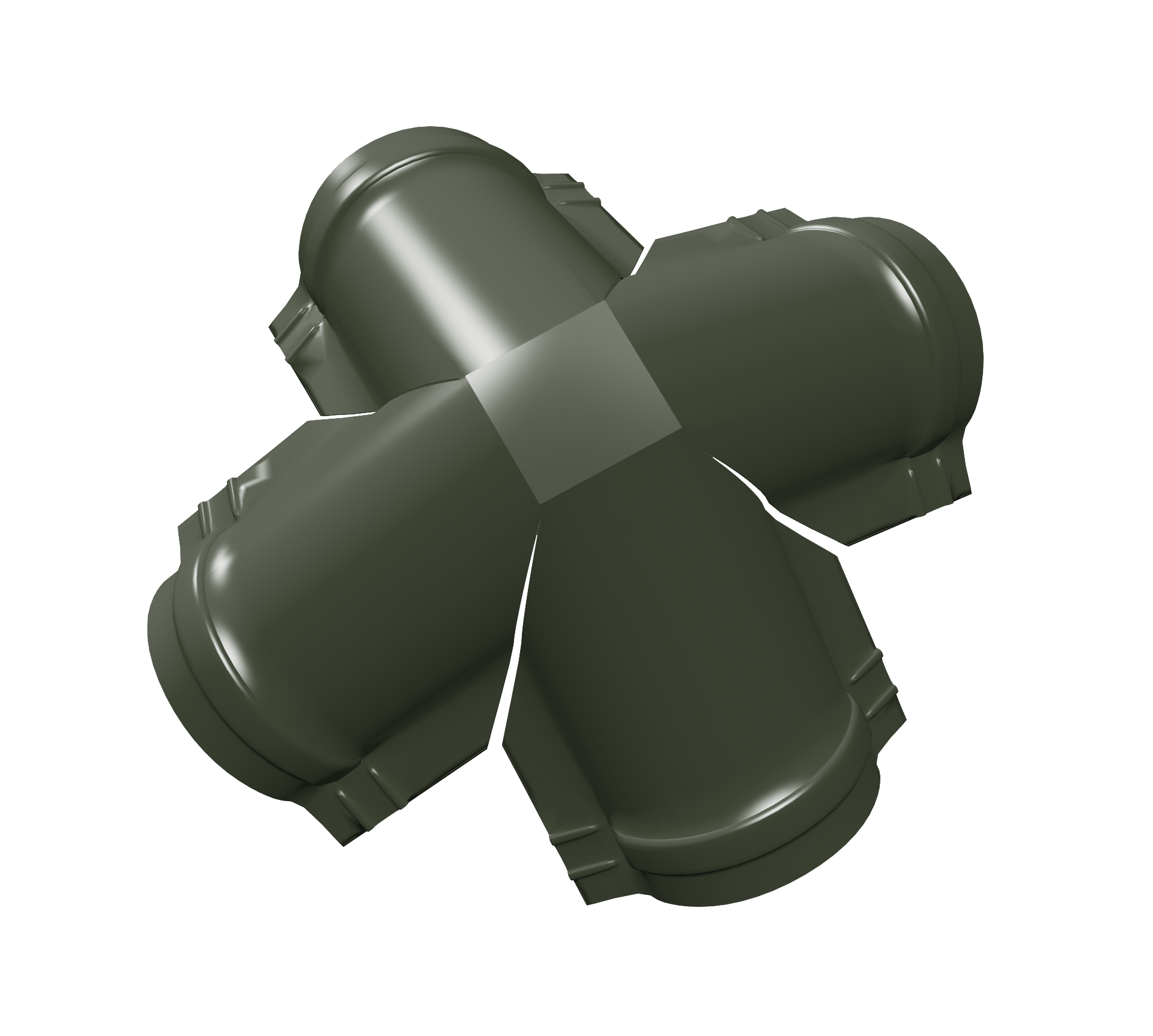 Четверник конька малого полукруглого 0,5 Satin Matt TX с пленкой RAL 6020 хромовая зелень