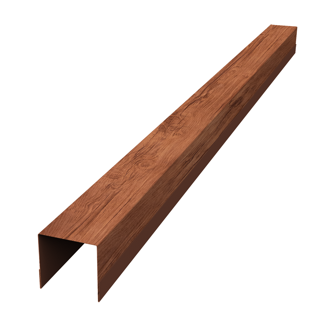 Планка вертикальная обратная для забора жалюзи Palermo 0,45 Print Premium Rowan Wood Intense FTC (2м)