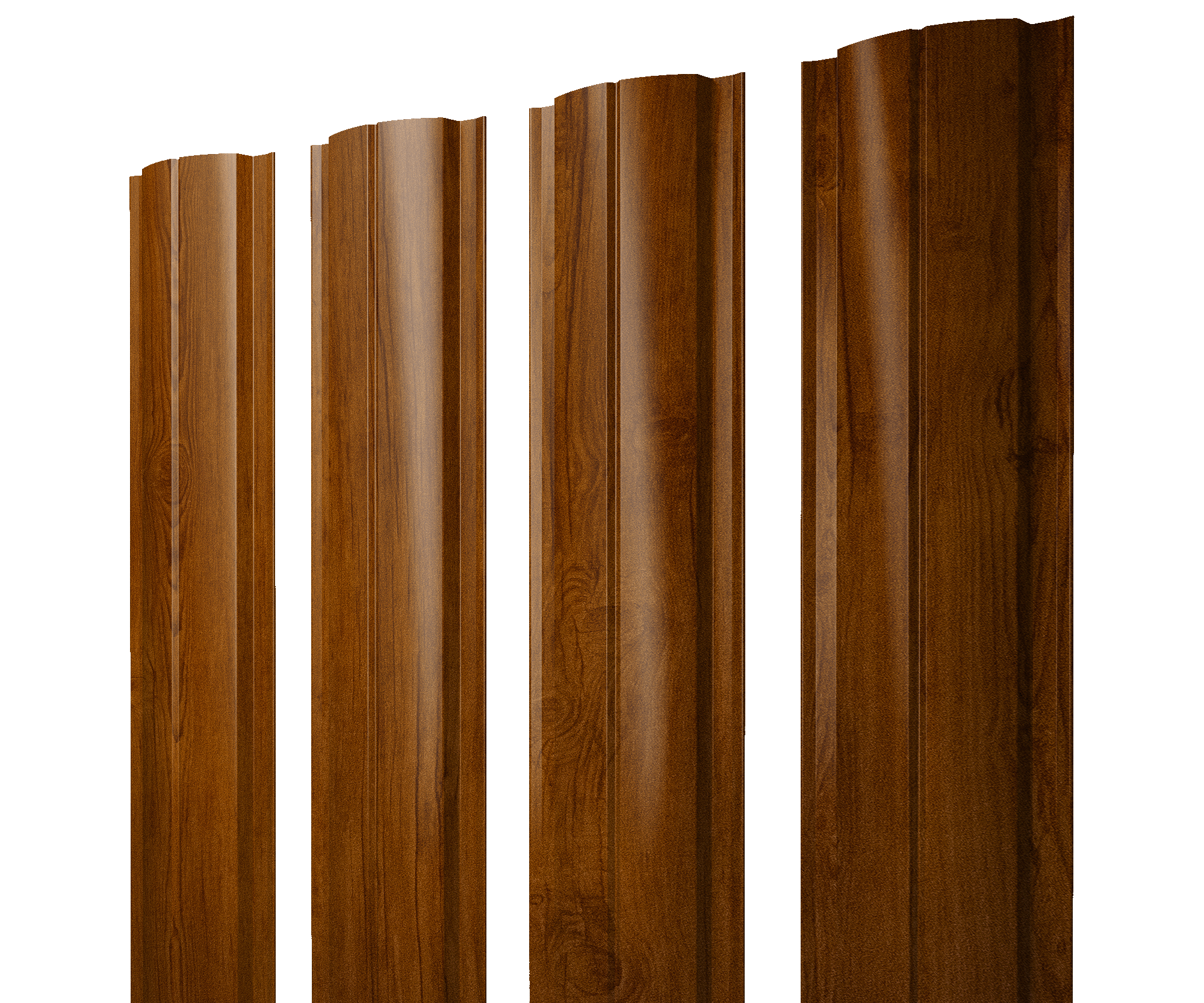 Штакетник Полукруглый Slim с прямым резом 0,4 Print Premium Golden Wood Intense FTC