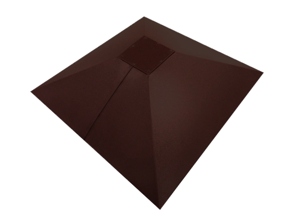 Колпак на столб под фонарь 390х390мм 0,5 Satin с пленкой RAL 8017 шоколад