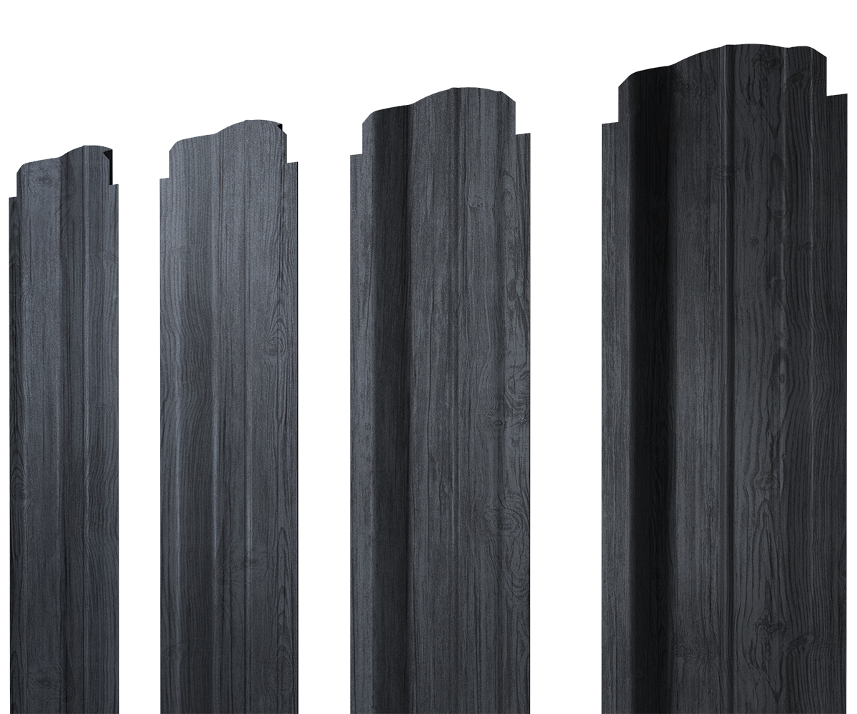 Штакетник П-образный В фигурный 0,45 Print Premium Grey Wood TwinColor