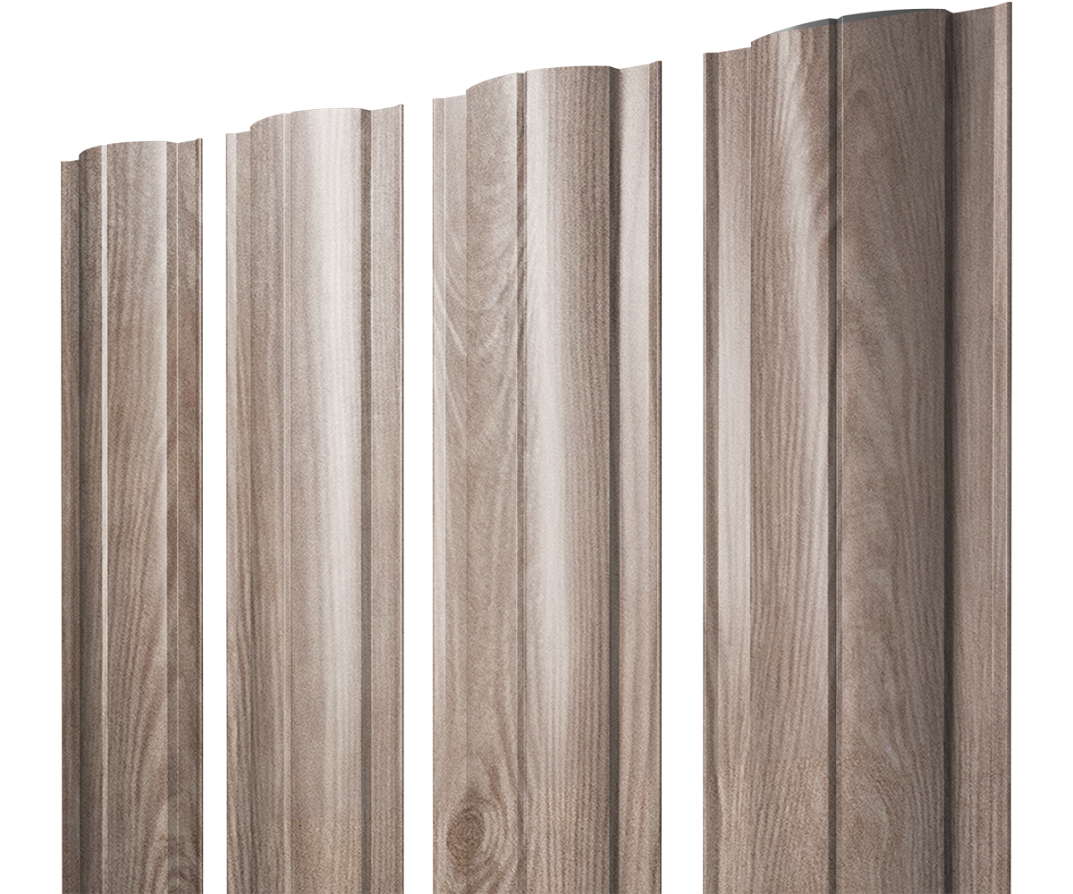 Штакетник Круглый с прямым резом 0,45 Print Elite White Wood TwinColor